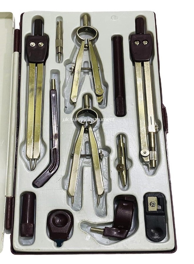 Engineering Drawing Geometry Instrument Box - 12 Parts, Brown, Standard - Image 4