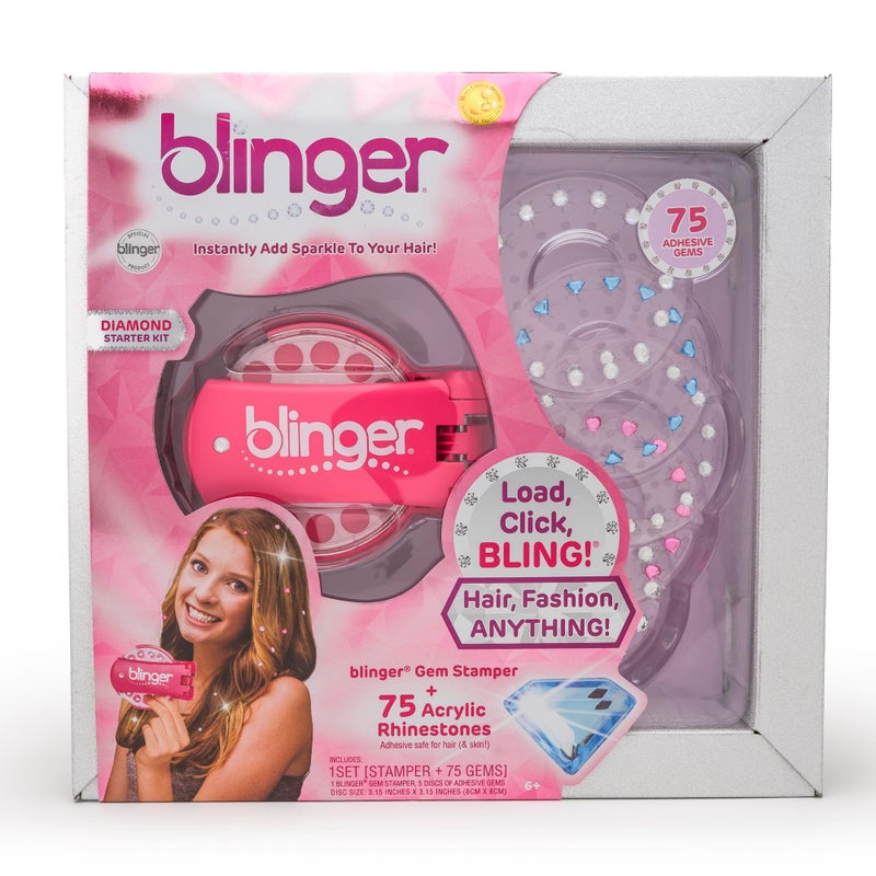 blingerÂ® Diamond Starter Set - Dreams â€“ as seen on Shark Tank | 75 Colorful Rhinestone Gems | Hair Bling Styling Tool | Easy to Use | Hair-Safe Jewel | Perfect Gifts School Parties, Festivals - Image 1