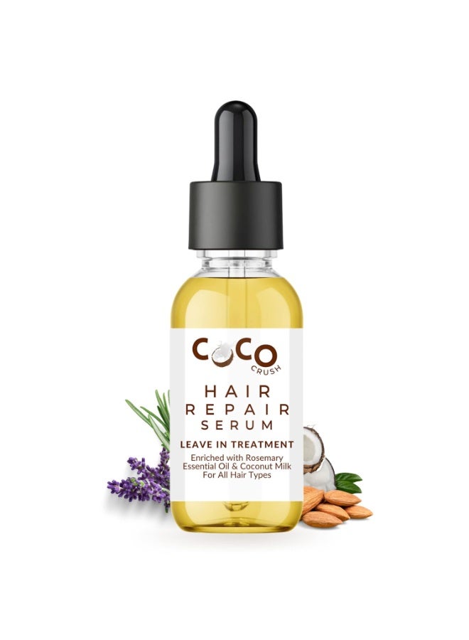 COCO CRUSH Hair Repair Treatment Serum with Lavender & Rosemary Oil | Leave-in, 100% Natural, for Damage Repair & Frizz Control (30ml) - Image 1