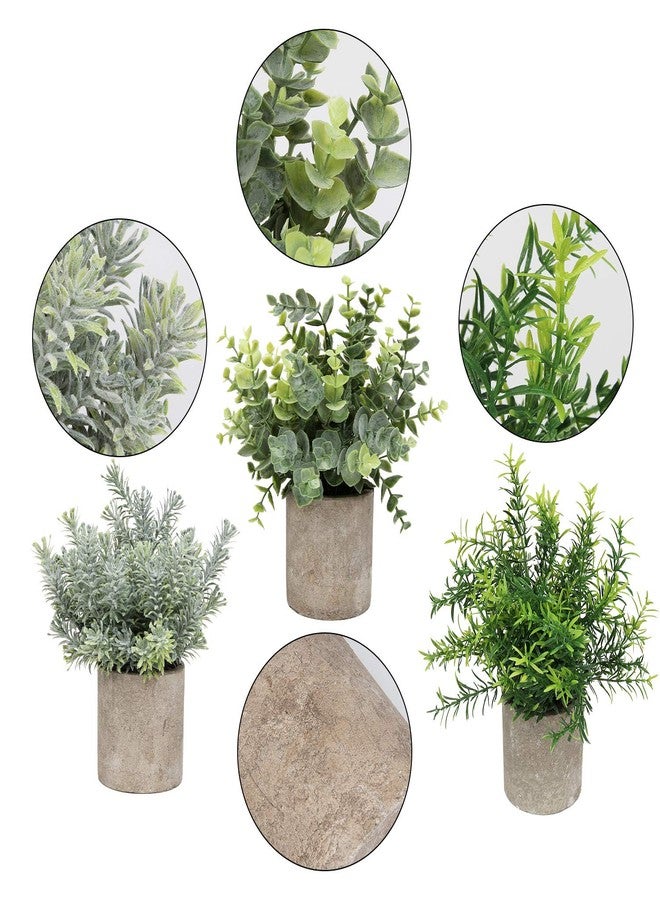 Flojery Mini Potted Plants Artificial Eucalyptus Boxwood Rosemary Faux Herbs Small House Plants 8.3"-9" Tall for Indoor Greenery Tabletop Décor Centerpiece (Sprayed Eucalyptus) - Image 3