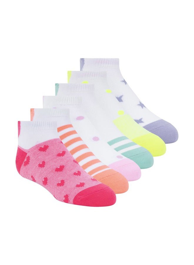 SKECHERS Girls' 6 Pack Low Cut Socks, White/Bright, 5-6.5 - Image 1