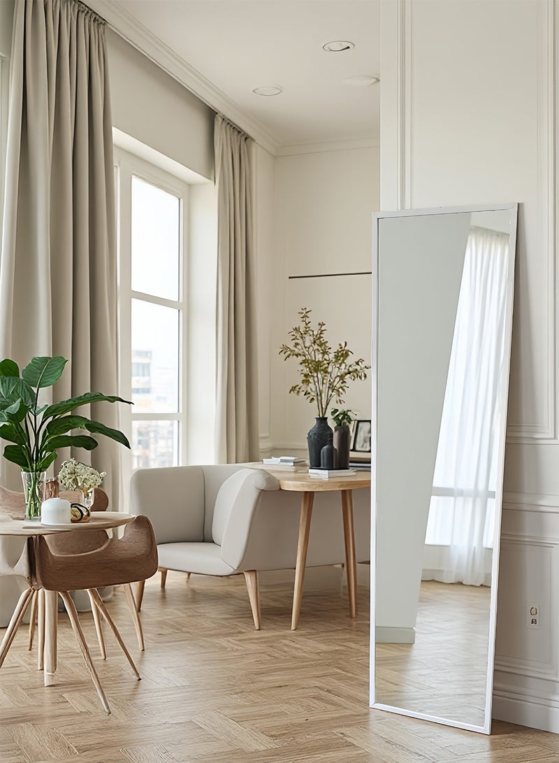 ايست من نون Full Length Mirror 150x40cm with Stand - Perfect for Bedroom & Living Room - White - Image 1