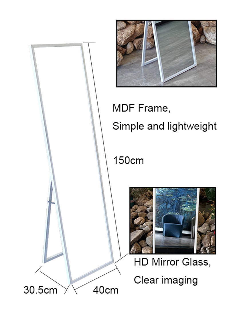 ايست من نون Full Length Mirror 150x40cm with Stand - Perfect for Bedroom & Living Room - White - Image 2
