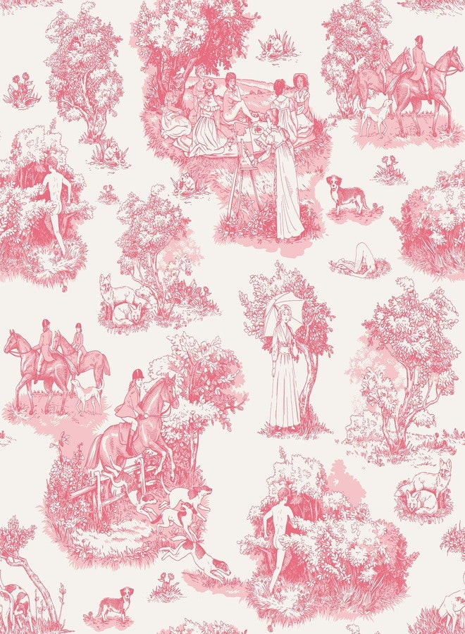 NuWallpaper Rachel Antonoff Pink The Chase Peel and Stick Wallpaper, RAS6262 - Image 1