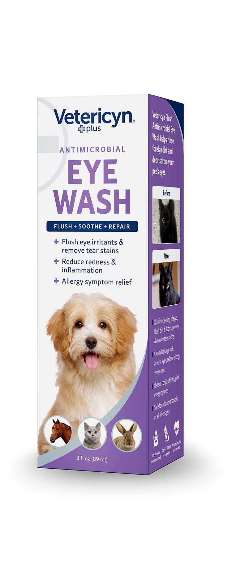 Vetericyn Plus Dog and Cat Eye Wash | Eye Drops for Dogs and Cats to Flush and Soothe Eye Irritations, Dog Tear Stain Cleaner, Safe for All Animals. 3 ounces - Image 5