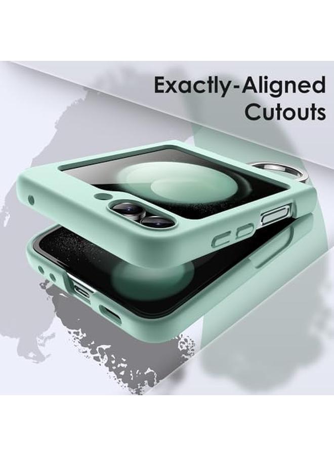 جي تيك حافظة لهاتف سامسونج جالكسي زد فليب 5 2023 مع حلقة من البلاستيك الصلب النحيف المقاوم للصدمات والخدوش، لون أخضر نعناعي - Image 5