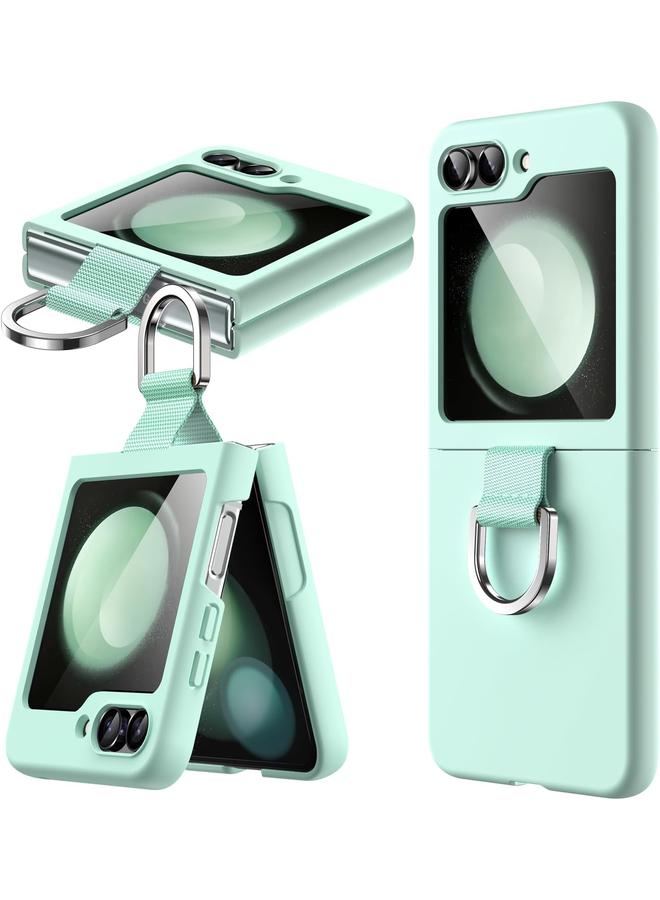 جي تيك حافظة لهاتف سامسونج جالكسي زد فليب 5 2023 مع حلقة من البلاستيك الصلب النحيف المقاوم للصدمات والخدوش، لون أخضر نعناعي - Image 1