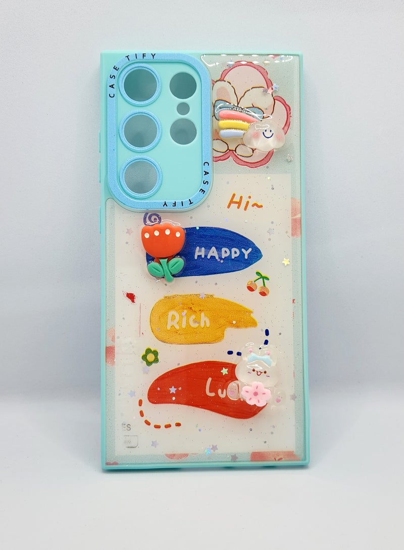 Acnor Samsung Galaxy S24 Ultra Case – Cute 3D Cartoon Design with Rainbow and Bunny, Soft Protective Cover with Camera Lens Protection” - Image 1