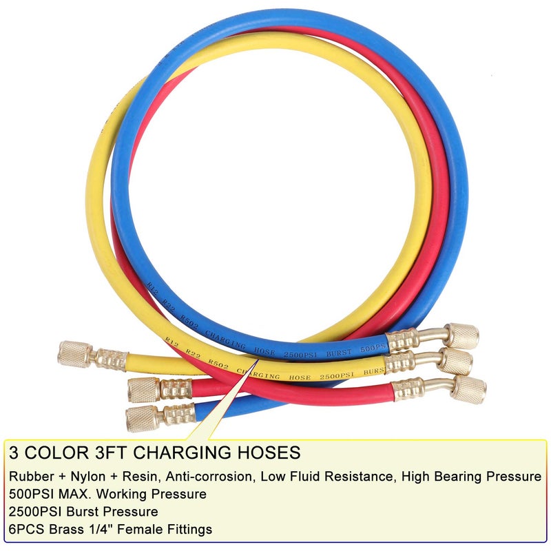JIFETOR 3 Way AC Manifold Gauge Set - Image 5