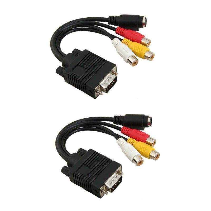 كابل محول Gatuida 2 قطعة محول كابل شاشة كمبيوتر كابلات VGA محول تلفزيون محول VGA إلى S-Video - Image 1
