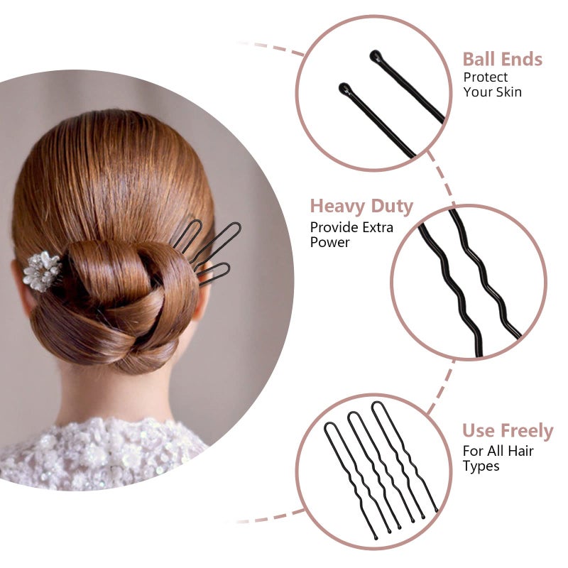Wenobby U Shaped Hair Pins for Buns, 100 PCS 2.8" Hair Pins for Women Hair Styling with Thick Hair - Image 3