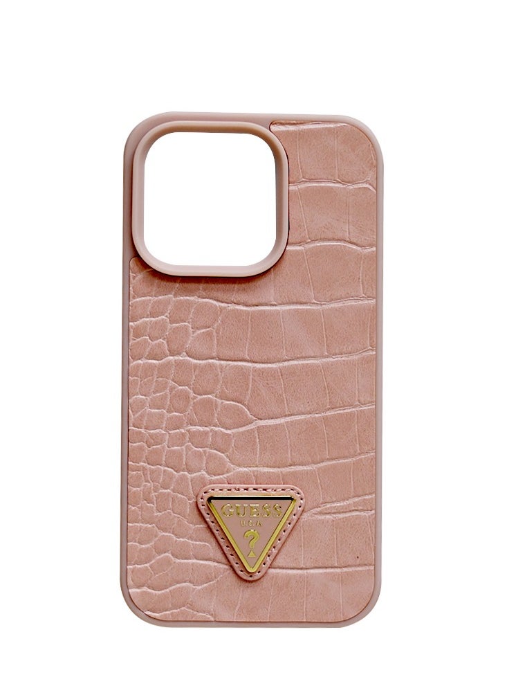 Xundo GUESS CROCO CASE WITH TRIANGLE LOGO IPHONE 15 PRO PINK 