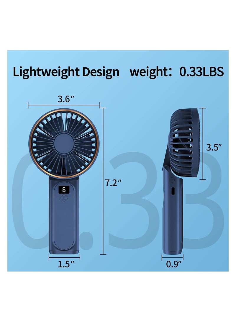 ساكن مروحة يدوية، مروحة محمولة، مروحة شخصية قابلة لإعادة الشحن بقوة 4000 مللي أمبير في الساعة، مروحة مكتب صغيرة قابلة للطي 180 درجة مع 6 سرعات للرياح، شاشة رقمية LCD، حبل كمروحة للرقبة، هادئة للغاية، بحجم الجيب للاستخدام الداخلي والخارجي - Image 2