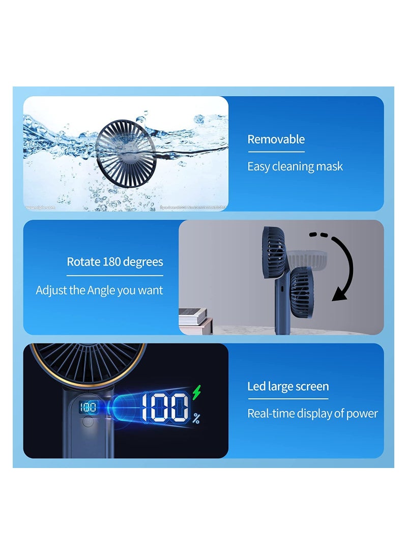 ساكن مروحة يدوية، مروحة محمولة، مروحة شخصية قابلة لإعادة الشحن بقوة 4000 مللي أمبير في الساعة، مروحة مكتب صغيرة قابلة للطي 180 درجة مع 6 سرعات للرياح، شاشة رقمية LCD، حبل كمروحة للرقبة، هادئة للغاية، بحجم الجيب للاستخدام الداخلي والخارجي - Image 4