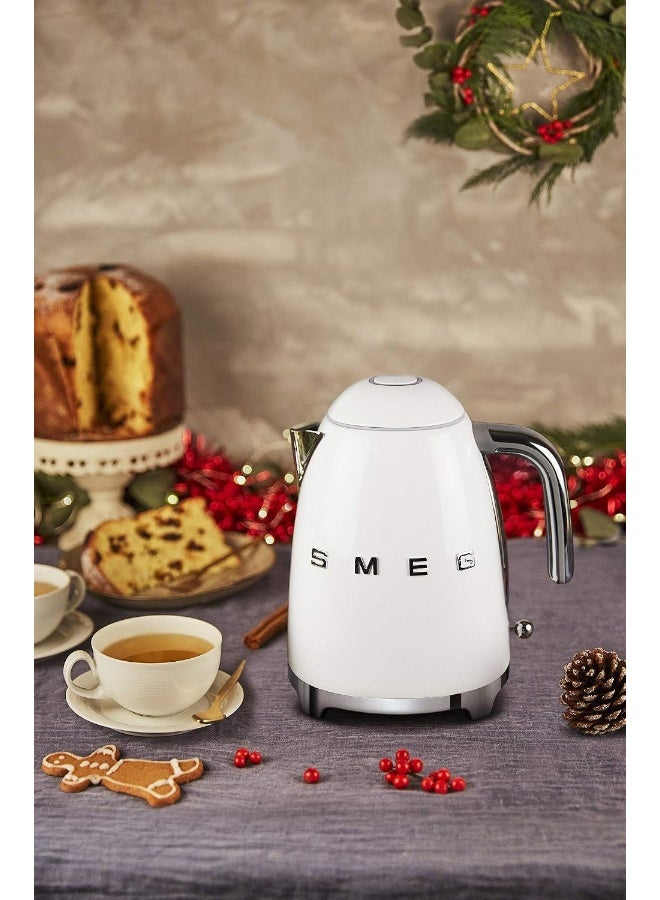 SmegKLF03WHUK,  50'S Retro Style Kettle, 1.7 L Capacity With Water Level Indicator, 360 Swivel Base, Anti-Slip Feet, Soft Opening Lid, Stainless Steel, White 1.7 L 2400 W KLF03WHUK white - Image 5