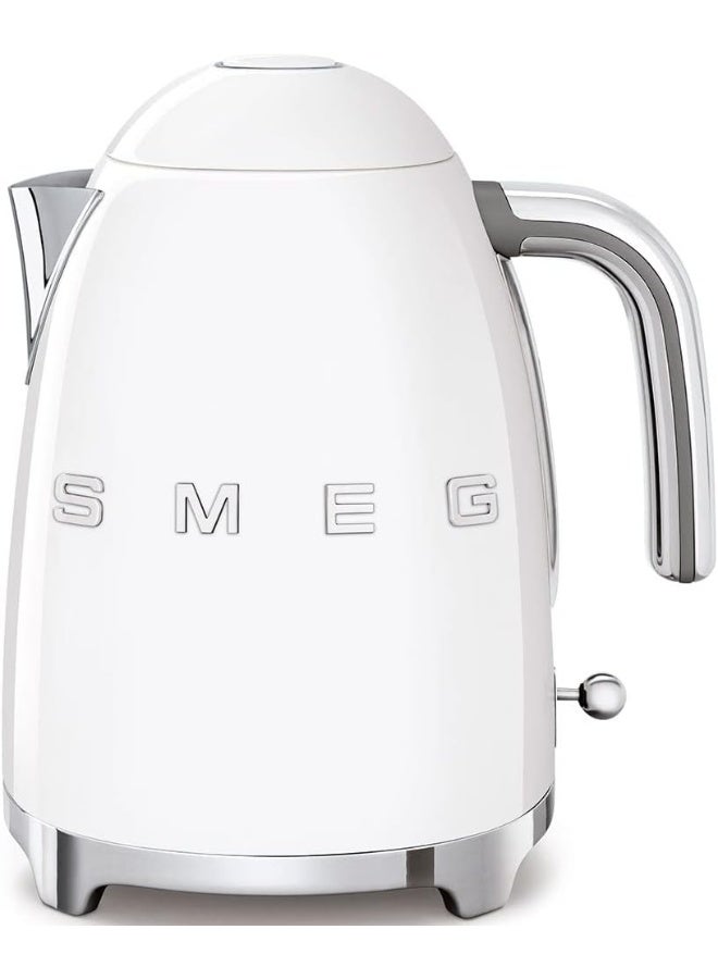 SmegKLF03WHUK,  50'S Retro Style Kettle, 1.7 L Capacity With Water Level Indicator, 360 Swivel Base, Anti-Slip Feet, Soft Opening Lid, Stainless Steel, White 1.7 L 2400 W KLF03WHUK white - Image 1