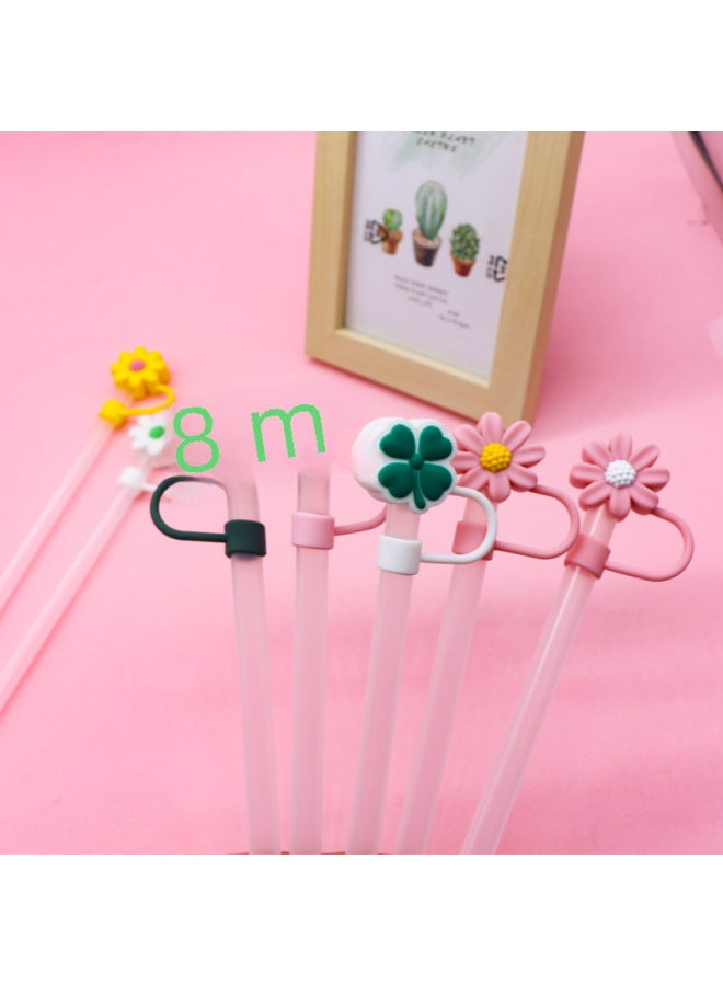 New Silicone Straw Cap 8-10mm Cute Cartoon Dustproof Straw Cap Reusable Cross-border-Color:Silicone Light Powder Bow 8mm-Specifications:Bagged With Straw [straw Color Random]]  - Image 2