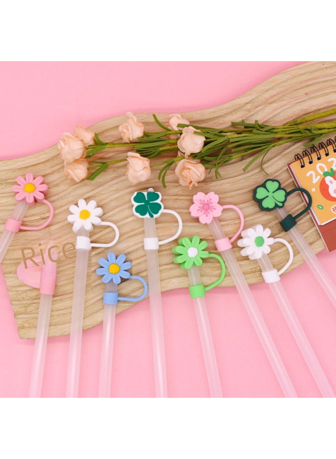 New Silicone Straw Cap 8-10mm Cute Cartoon Dustproof Straw Cap Reusable Cross-border-Color:Silicone Light Powder Bow 8mm-Specifications:Bagged With Straw [straw Color Random]]  - Image 5
