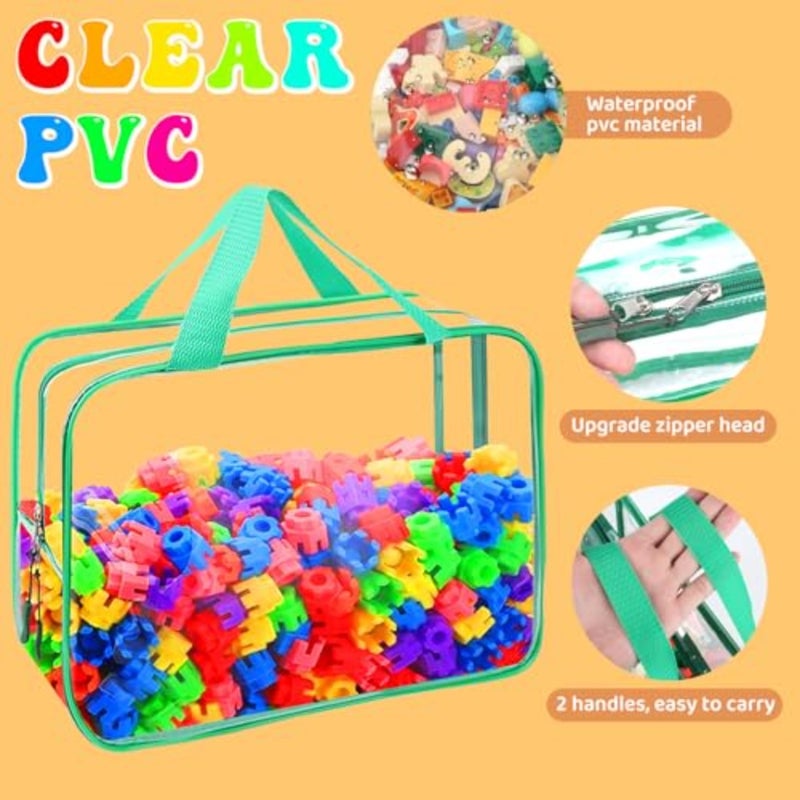 8 Packs s Toy Storage Bags, Reusable Clear PVC Board Game Storage, Toy Organizers and Storage Bags with Zipper for Building Blocks, Puzzle and Handmade Accessories, Clear Toiletry Bag - Image 3