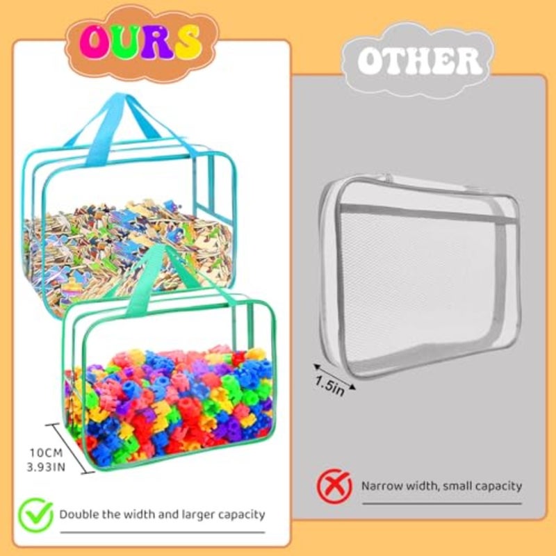 8 Packs s Toy Storage Bags, Reusable Clear PVC Board Game Storage, Toy Organizers and Storage Bags with Zipper for Building Blocks, Puzzle and Handmade Accessories, Clear Toiletry Bag - Image 4