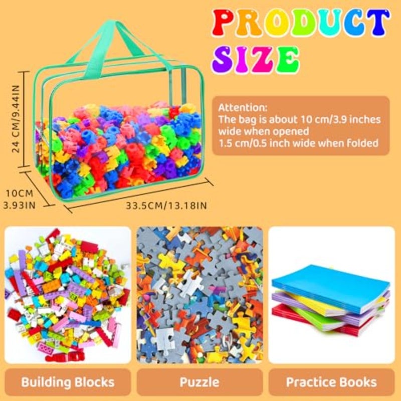 8 Packs s Toy Storage Bags, Reusable Clear PVC Board Game Storage, Toy Organizers and Storage Bags with Zipper for Building Blocks, Puzzle and Handmade Accessories, Clear Toiletry Bag - Image 2