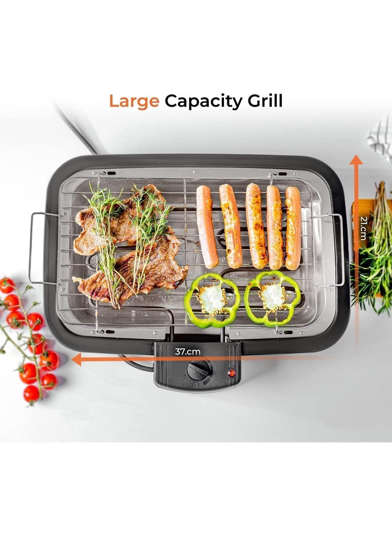 RAF Powerful 2000W Electric Barbecue Grill Tabletop BBQ with Adjustable Temperature Knob, Non-Stick Cooking Grate, Smoke-Reduced Design for Safe Indoor Grilling & Family Meals - Image 2