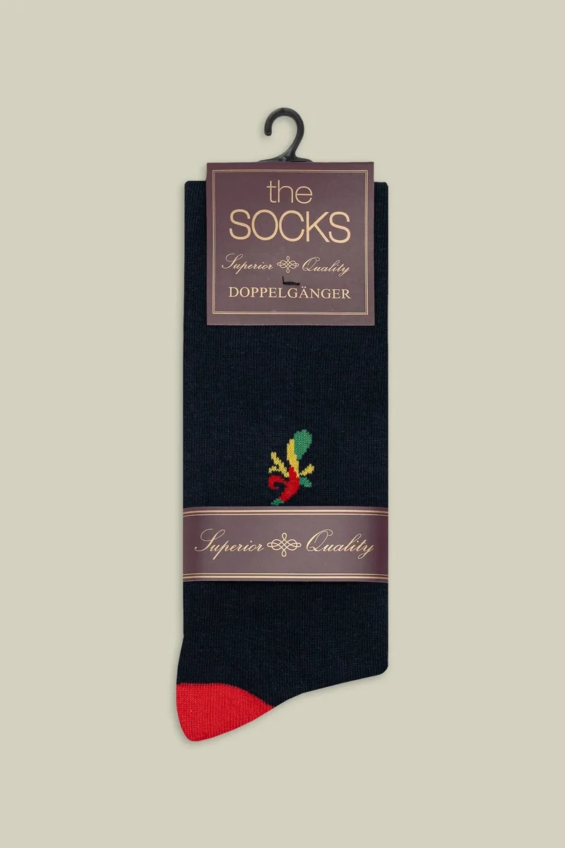 دوبل غانغر Men's Christmas socks in plain knit with ace of clubs motif - DK Blue