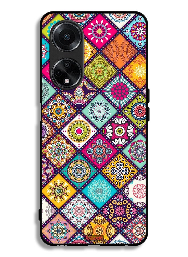 Tolwak Oppo F23 5G Protective Case Cover Mandala Squares Pattern - Image 1