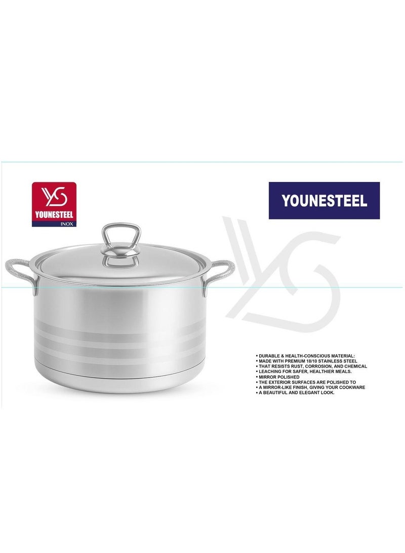 يونستيل طقم حلل كلاسيك ستانلس ستيل 10/18 مكون من 17 قطعه من يونستيل - Image 3