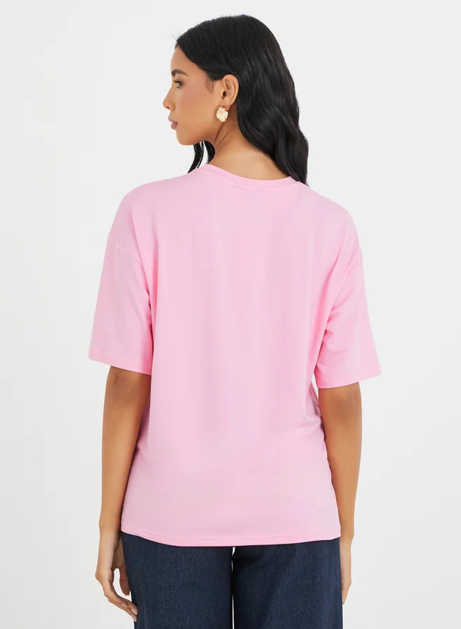 Take Two Take Two Graphic Print Round Neck Oversized T-Shirt