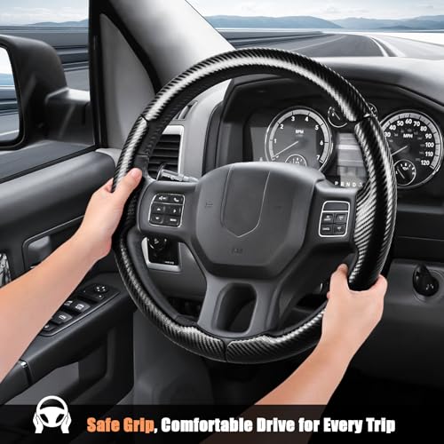 Aimato Customized Steering Wheel Cover for Dodge RAM 1500 2012-2018,RAM 1500 Classic 2019-2023,RAM 2500/3500/4500/5500 2012-2018 Thin,Anti-Slip,Scratch-Resistant Exclusive Car Accessory for RAM - Image 5