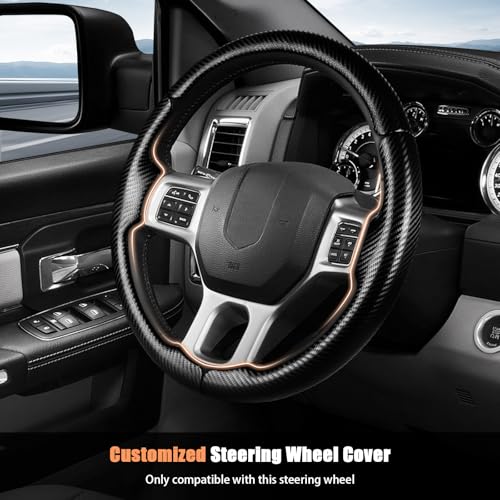 Aimato Customized Steering Wheel Cover for Dodge RAM 1500 2012-2018,RAM 1500 Classic 2019-2023,RAM 2500/3500/4500/5500 2012-2018 Thin,Anti-Slip,Scratch-Resistant Exclusive Car Accessory for RAM - Image 2