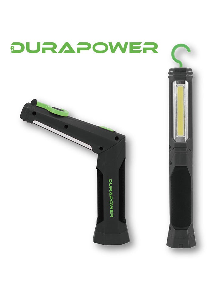 Durapower LED Automotive Repair Light Outdoor Emergency Car Repair Light, 300LM COB & 100LM Top LED, 1.5h/3h Runtime, 90° Adjustable, Rechargeable with Strong Magnet & Hook, 3.7V1500mAh, USB Charger - Image 1