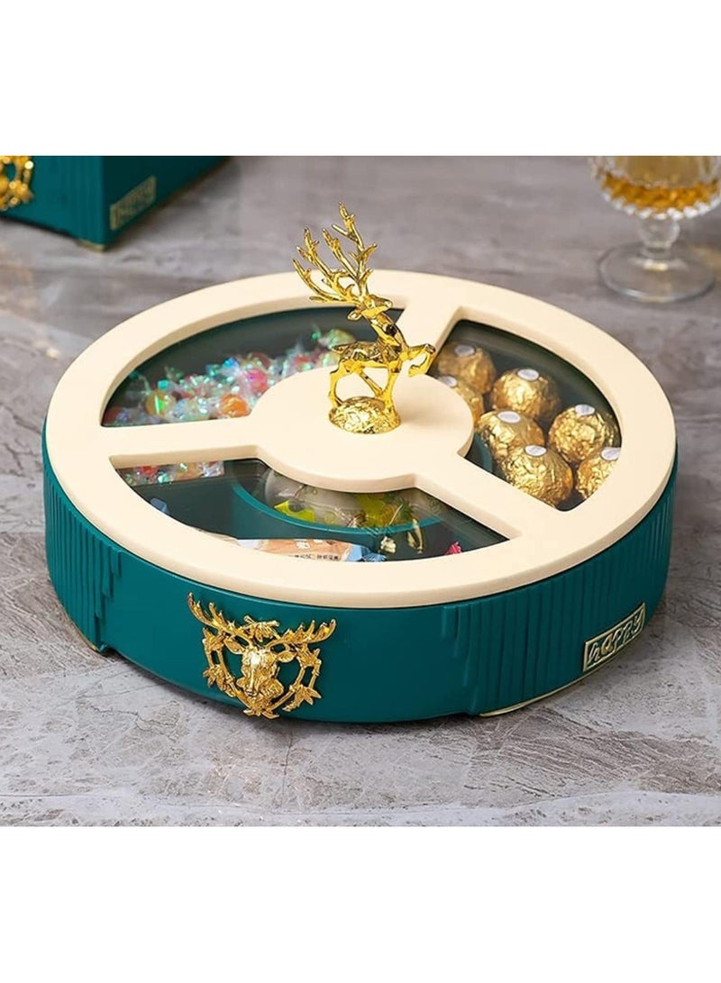 Elegant dried fruits/ nuts resin serving rotating tray ( The Golden Deer ) (Creamy/ Sapphire blue) - Image 1