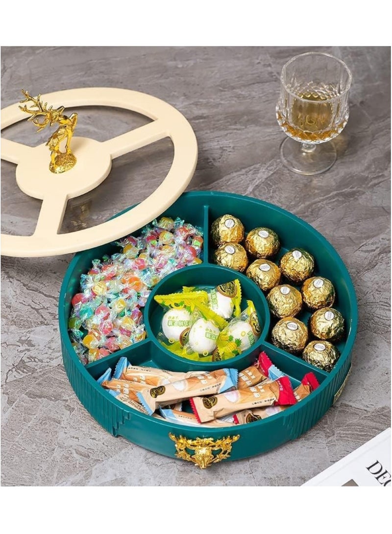Elegant dried fruits/ nuts resin serving rotating tray ( The Golden Deer ) (Creamy/ Sapphire blue) - Image 2