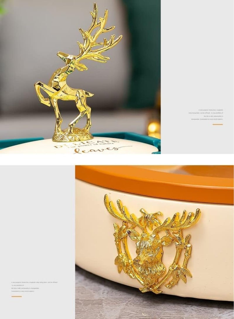 Elegant dried fruits/ nuts resin serving rotating tray ( The Golden Deer ) (Creamy/ Sapphire blue) - Image 5