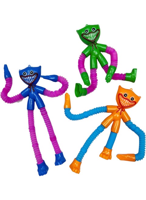 Pop Tube Huggys Wuggys Fidget Toy,Huggys Wuggys Expandable Animal,3PCS Pipe Sensory Tools For Stress And Anxiety Relief, Cool Stretchable Multi-Colour Stimming