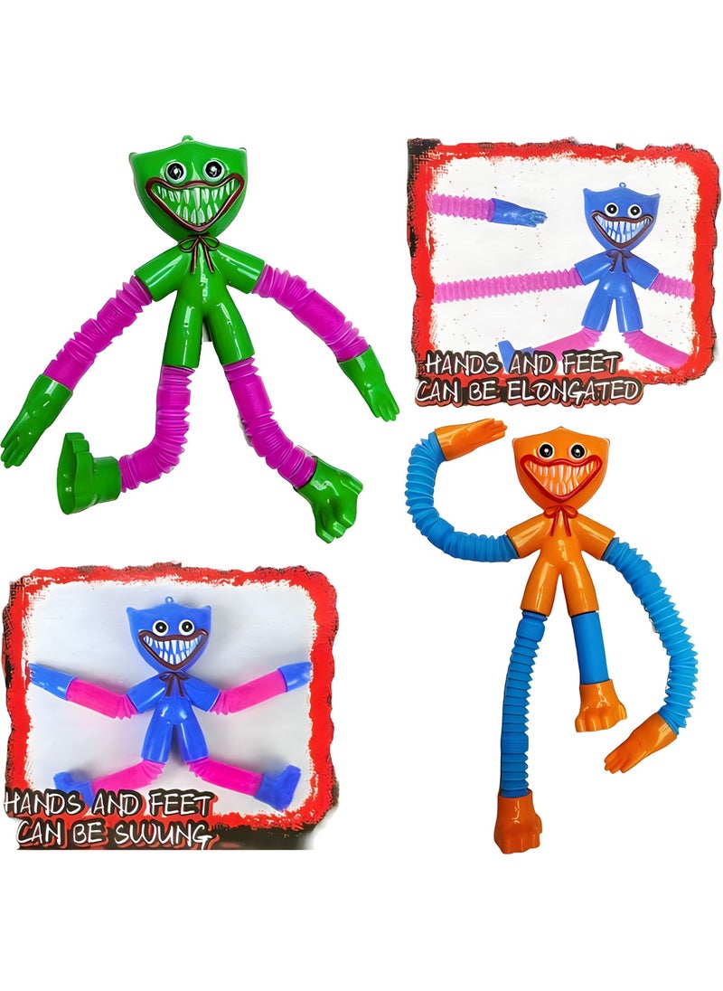 MAGIC VAULT - Pop Tube Huggys Wuggys Fidget Toy,Huggys Wuggys Expandable Animal,3PCS Pipe Sensory Tools For Stress And Anxiety Relief, Cool Stretchable Multi-Colour Stimming - Image 1