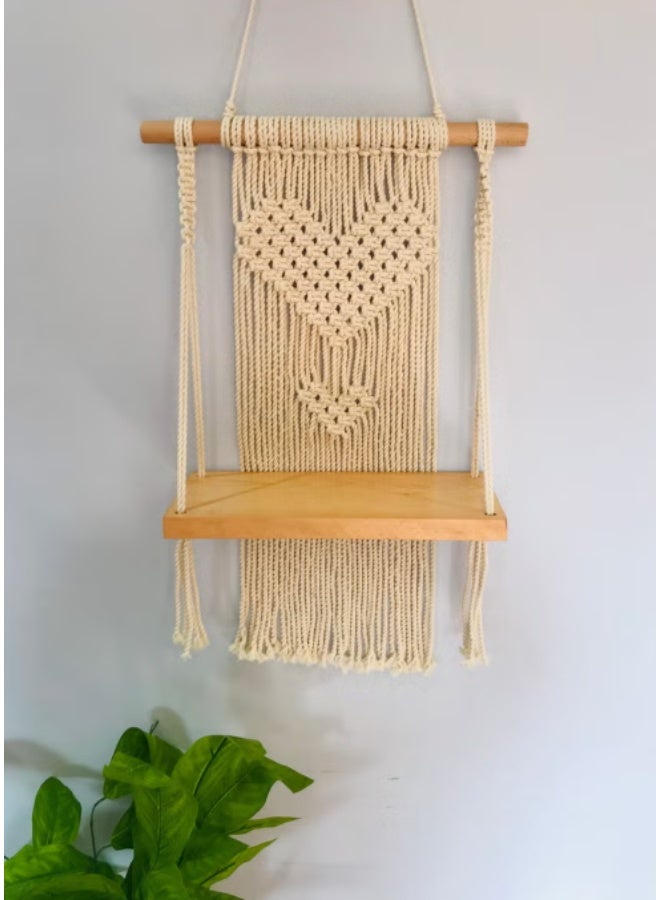 Antikiano Macramé Wooden Shelves 60*33*14cm - Image 1