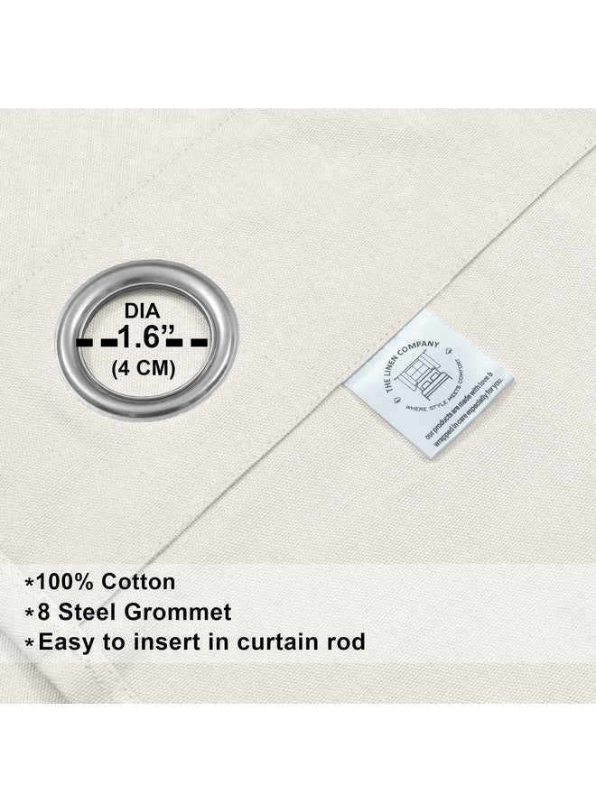 THE LINEN COMPANY Canvas Cotton Door Curtains with Steel Eyelet for Living Room/Dining Hall/Hotel/Farm House Set of 2 Pcs (4.5ft x 7 ft, White) - Image 3