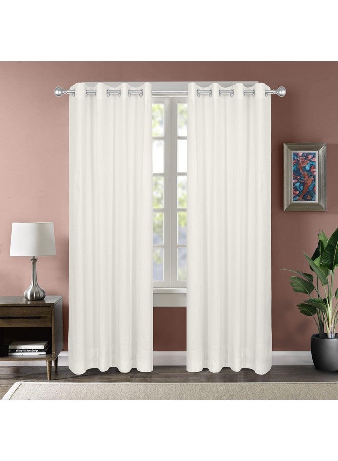 THE LINEN COMPANY Canvas Cotton Door Curtains with Steel Eyelet for Living Room/Dining Hall/Hotel/Farm House Set of 2 Pcs (4.5ft x 7 ft, White) - Image 1