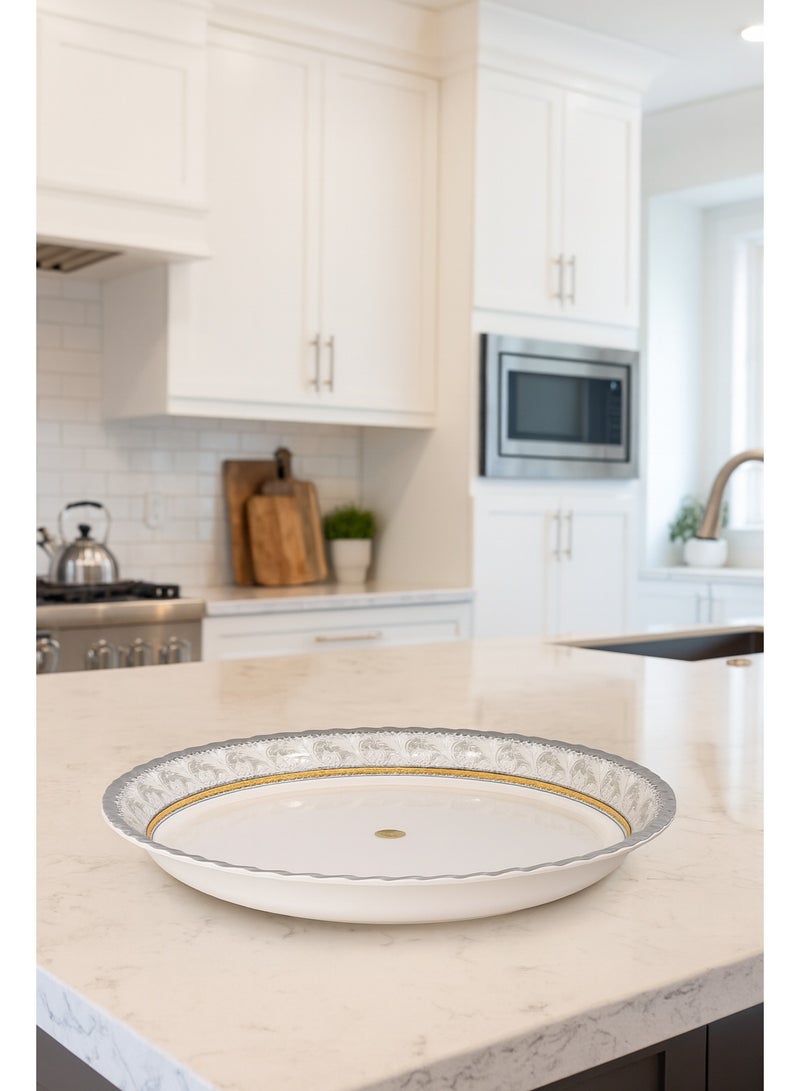 طقم صينية ميلامين مستديرة 45 سم مع 2 طبق – تصميم فاخر للتقديم والضيافة - Image 4