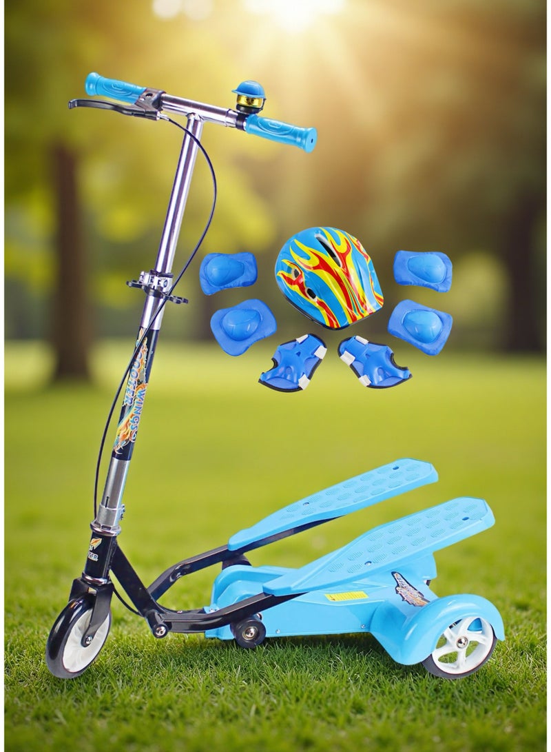 إيزي فيتشور سكوتر ركل EASY FUTURE للأولاد والبنات - سكوتر ذكي بثلاث عجلات بدواسة مزدوجة مع مقود قابل للتعديل وقابل للطي، بما في ذلك مجموعة كاملة من معدات الحماية - Image 1