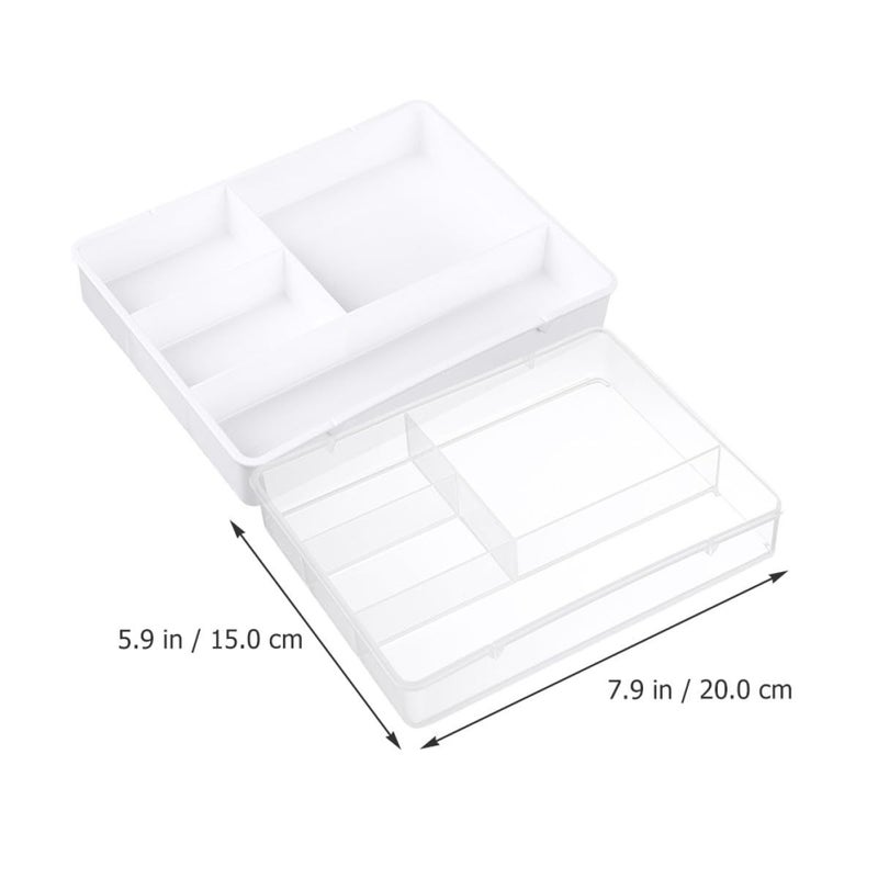 White 2 Pcs Multi Grid Drawer Organizer Box for Desk Office Supply Storage - Image 3