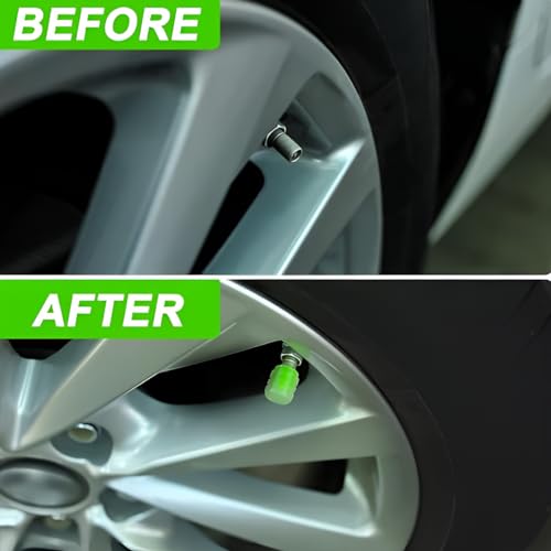 Oblivion Glowing Tyre Valve Caps 4Pcs – Multicolor Luminous Fluorescent Air Covers for Cars & Bikes, Glow-in-the-Dark Radium Tire Stem Caps with LED Lights, Decorative Green Modification Accessories - Image 5