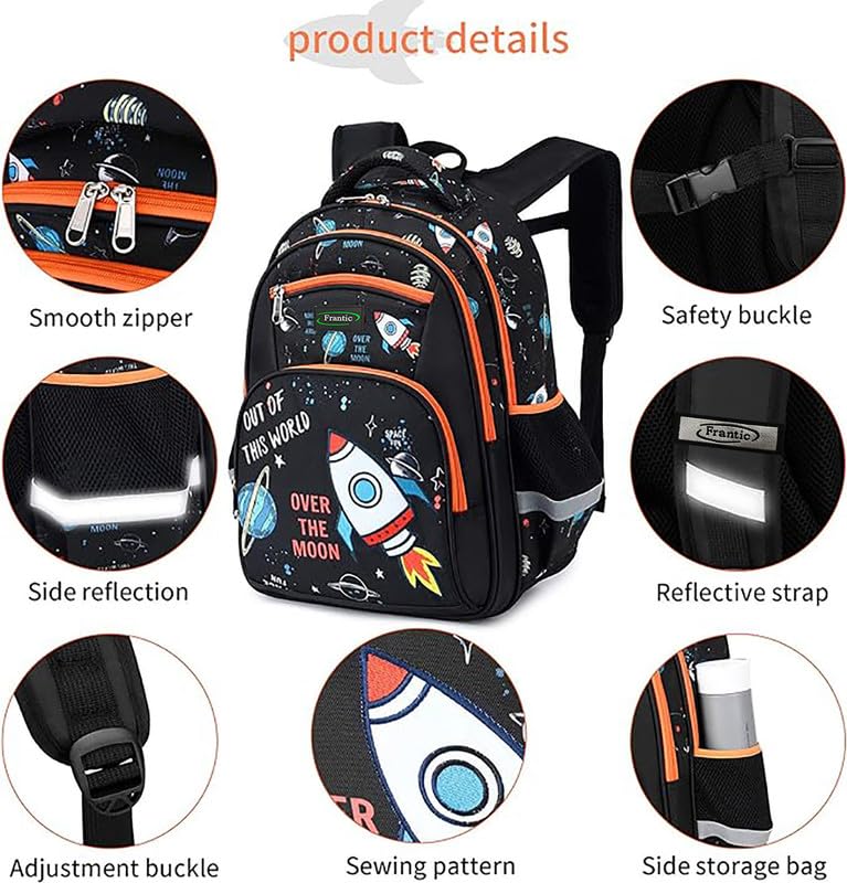 Frantic RR4Zipper Waterproof Polyester 26 L School Backpack School Bag Daypack Picnic Bag For Boys & Girl - Image 3