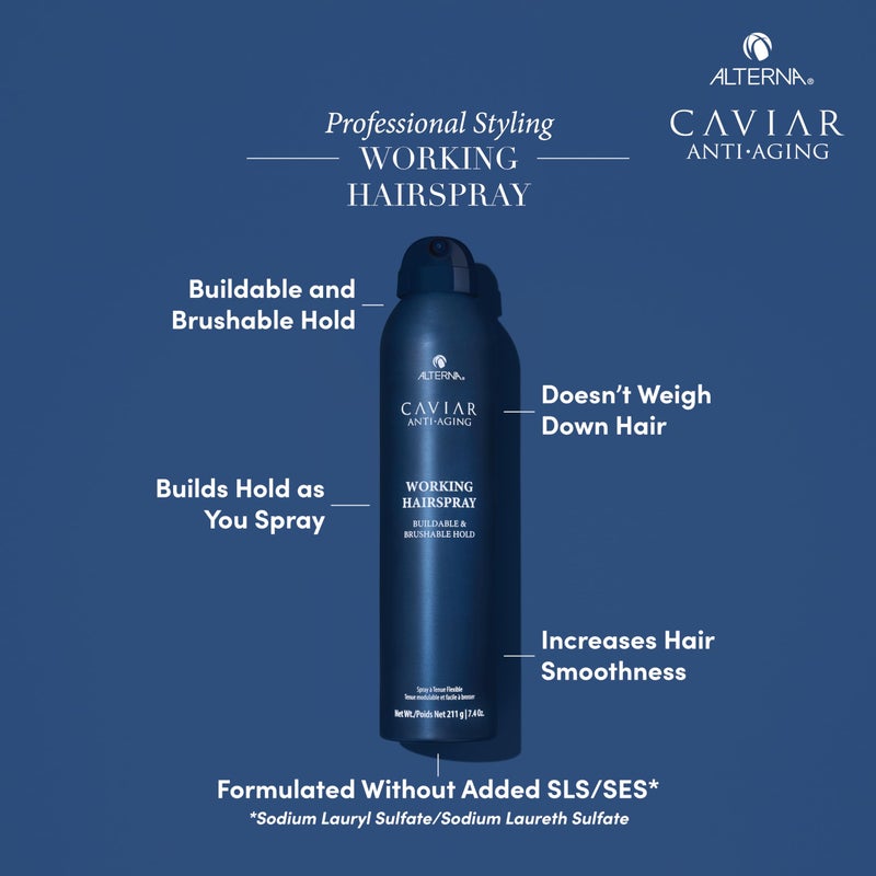 Alterna Caviar Working Hairspray | Buildable, Brushable Hold | Helps Control Frizz & Adds Shine | Sulfate Free, 7.4 Fl Oz (Packaging May Vary) - Image 3