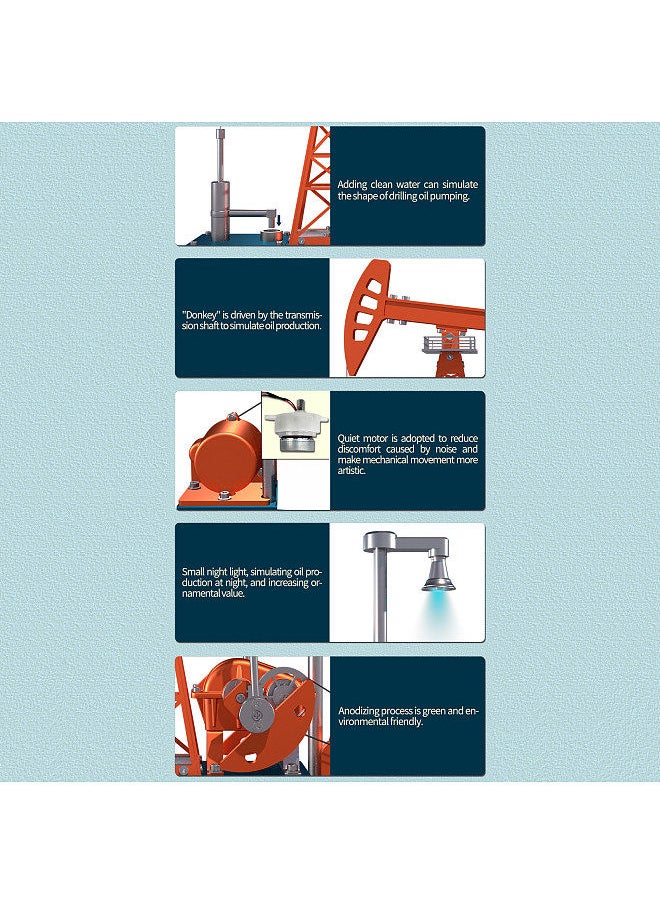 Generic - Oil Pump Jack Model Kit Metal Oilfield Working Equipment with Light Oil Rig Educational Toys Collection 219pcs - Image 1