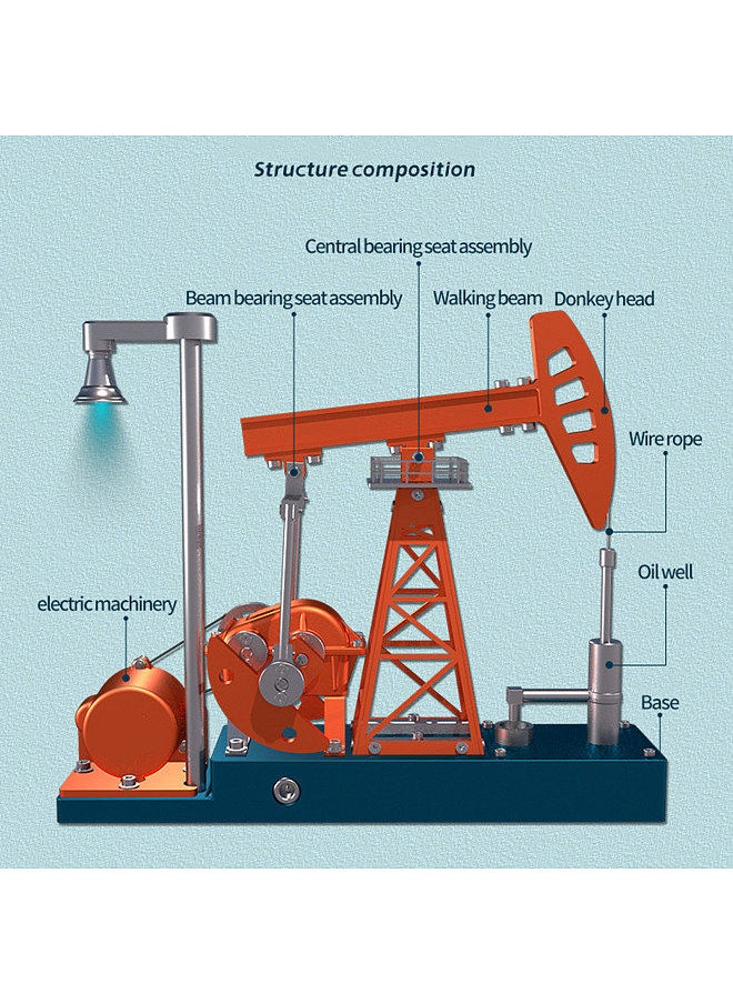 Generic - Oil Pump Jack Model Kit Metal Oilfield Working Equipment with Light Oil Rig Educational Toys Collection 219pcs - Image 1