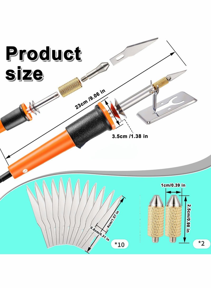 Electric Hot Knife Cutter Tool with 10 Blades & 2 Chuck Sleeves - Ideal for Carving Soft Foam & Stencils, Includes Metal Stand (12 Pieces Total) - Image 2